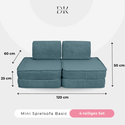 Design4Kids Mini Spielsofa Jewel Cord Basic Ocean Blue
