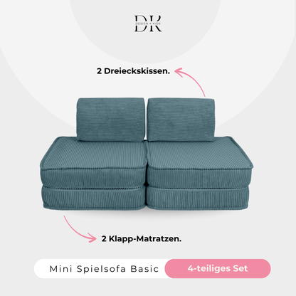 Design4Kids Mini Spielsofa Jewel Cord Basic Ocean Blue