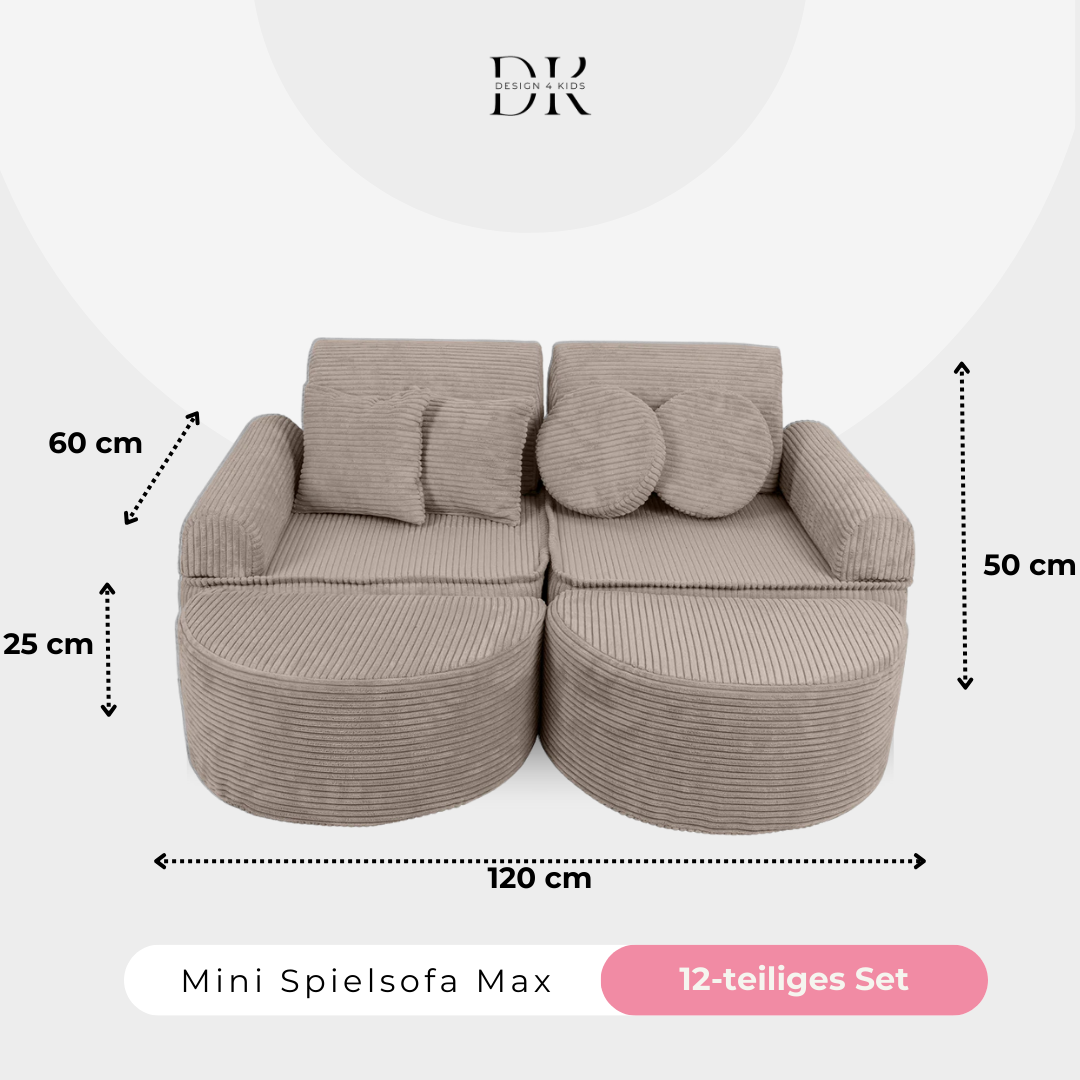 Design4Kids Mini Spielsofa Jewel Cord Max Hazelnut Taupe