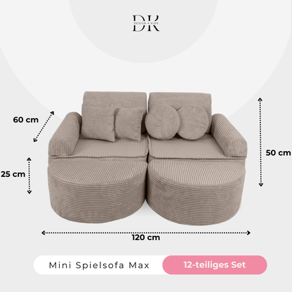 Design4Kids Mini Spielsofa Jewel Cord Max Hazelnut Taupe