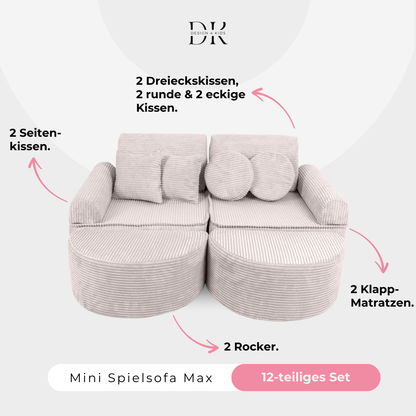 Design4Kids Mini Spielsofa Jewel Cord Max Vintage Beige