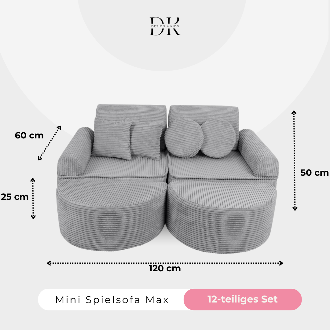 Design4Kids Mini Spielsofa Jewel Cord Max Blushed Rose