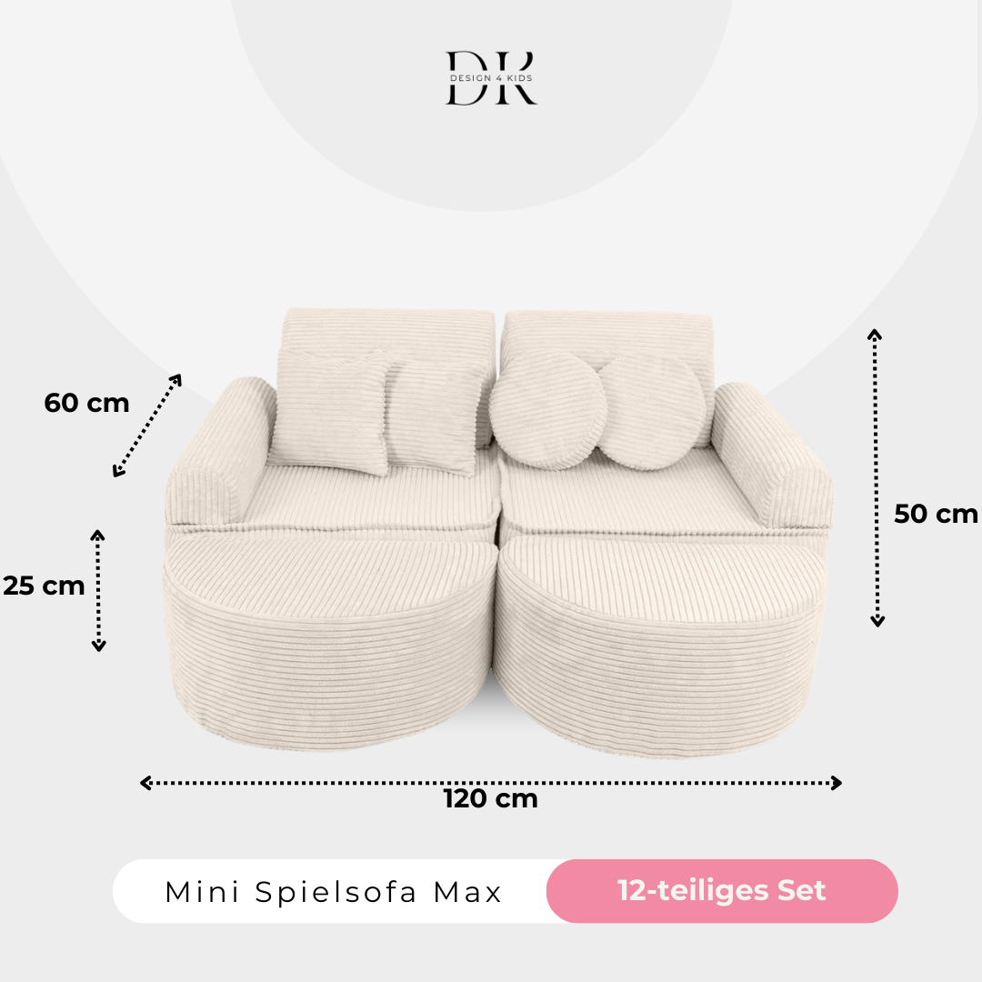 Design4Kids Mini Spielsofa Jewel Cord Max Almond Beige