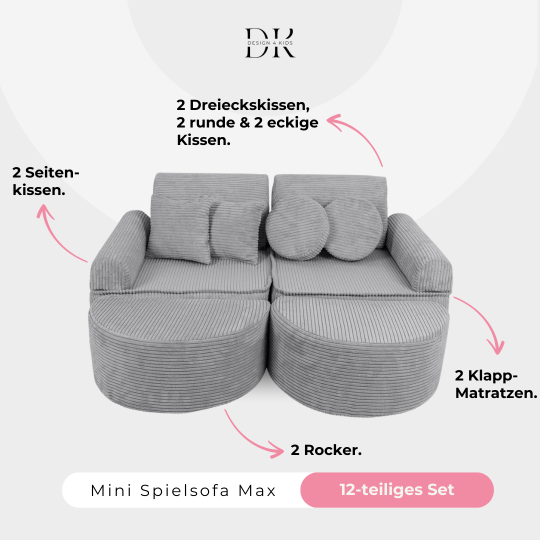 Design4Kids Mini Spielsofa Jewel Cord Max Blushed Rose