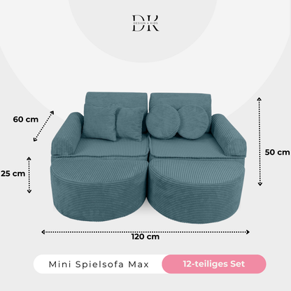 Design4Kids Mini Spielsofa Jewel Cord Max Ocean Blue