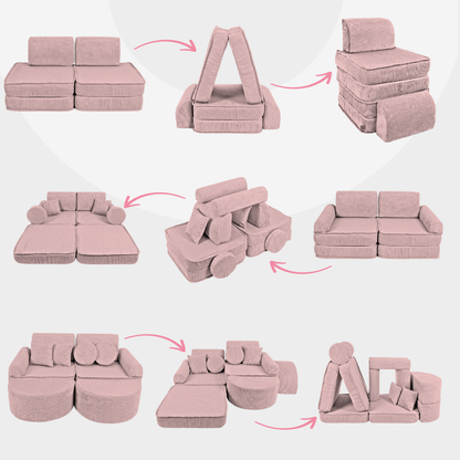 Design4Kids Mini Spielsofa Jewel Cord Basic Powder Rose