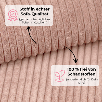 Design4Kids Mini Spielsofa Jewel Cord Max Blushed Rose