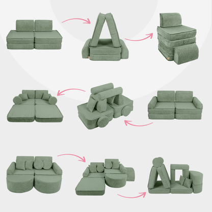 Design4Kids Mini Spielsofa Jewel Cord Max Classic Olive