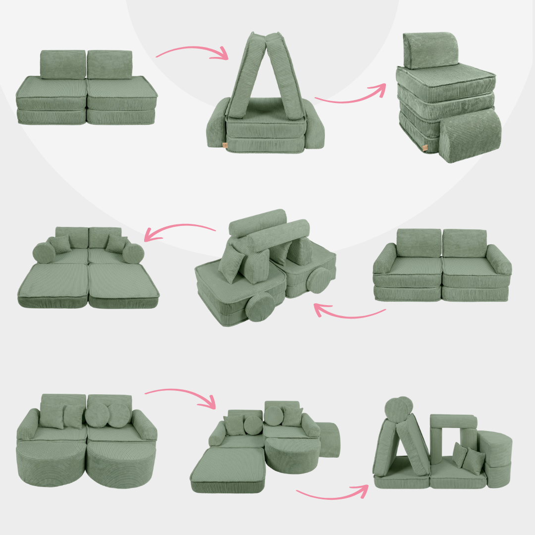 Design4Kids Mini Spielsofa Jewel Cord Basic Classic Olive