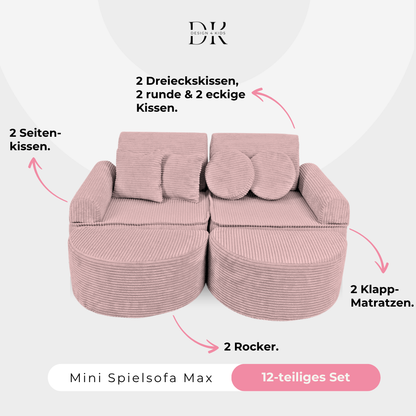 Design4Kids Mini Spielsofa Jewel Cord Max Powder Rose