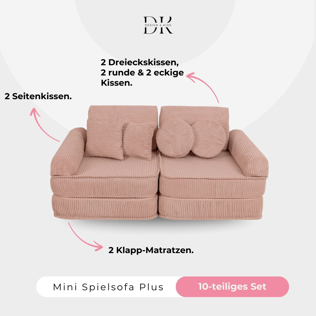 Design4Kids Mini Spielsofa Jewel Cord Plus Blushed Rose