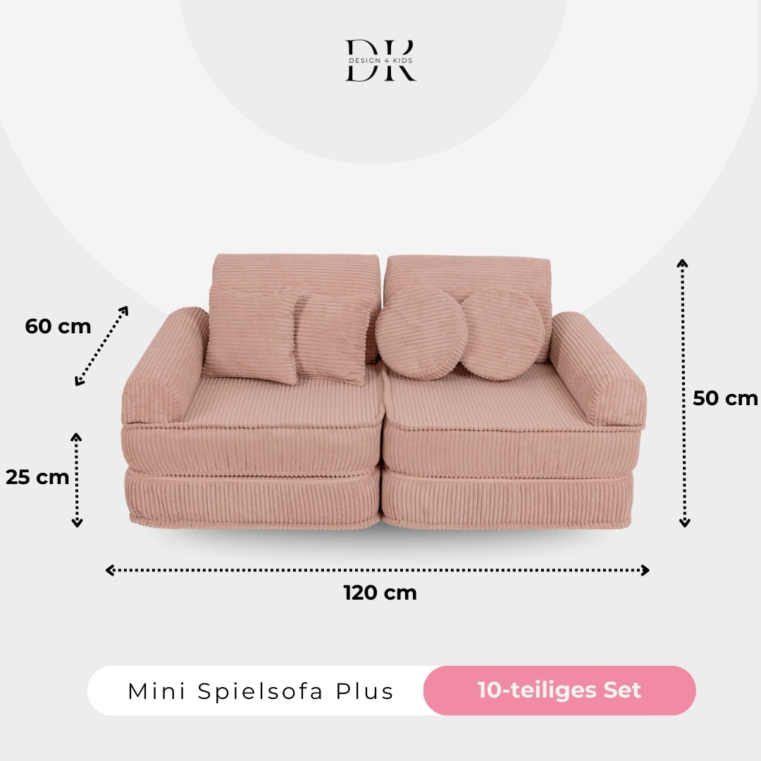 Design4Kids Mini Spielsofa Jewel Cord Plus Blushed Rose