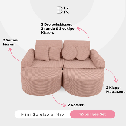 Design4Kids Mini Spielsofa Jewel Cord Max Blushed Rose