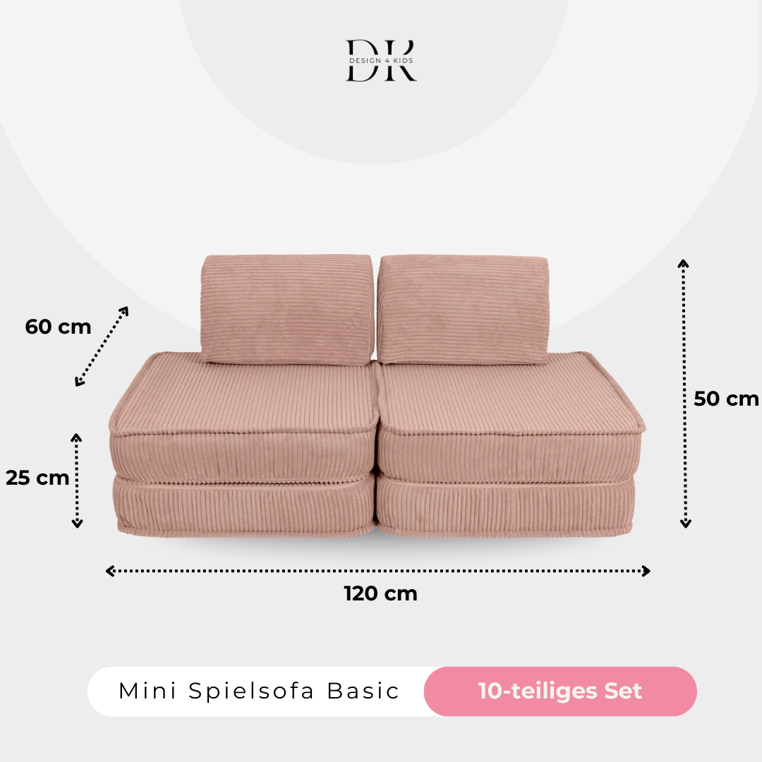 Design4Kids Mini Spielsofa Jewel Cord Basic Blushed Rose