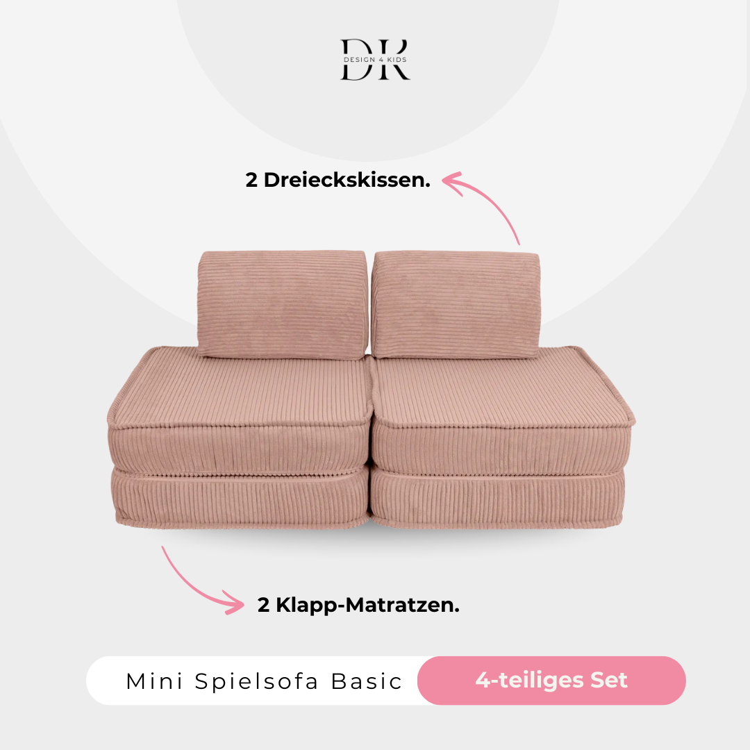Design4Kids Mini Spielsofa Jewel Cord Basic Blushed Rose