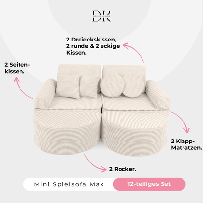 Design4Kids Mini Spielsofa Jewel Cord Max Almond Beige
