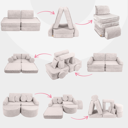 Design4Kids Mini Spielsofa Jewel Cord Max Vintage Beige