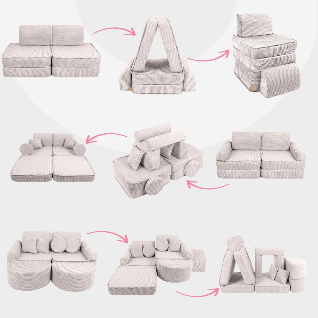 Design4Kids Mini Spielsofa Jewel Cord Basic Vintage Beige