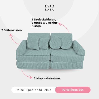 Design4Kids Mini Spielsofa Jewel Cord Plus Cozy Mint