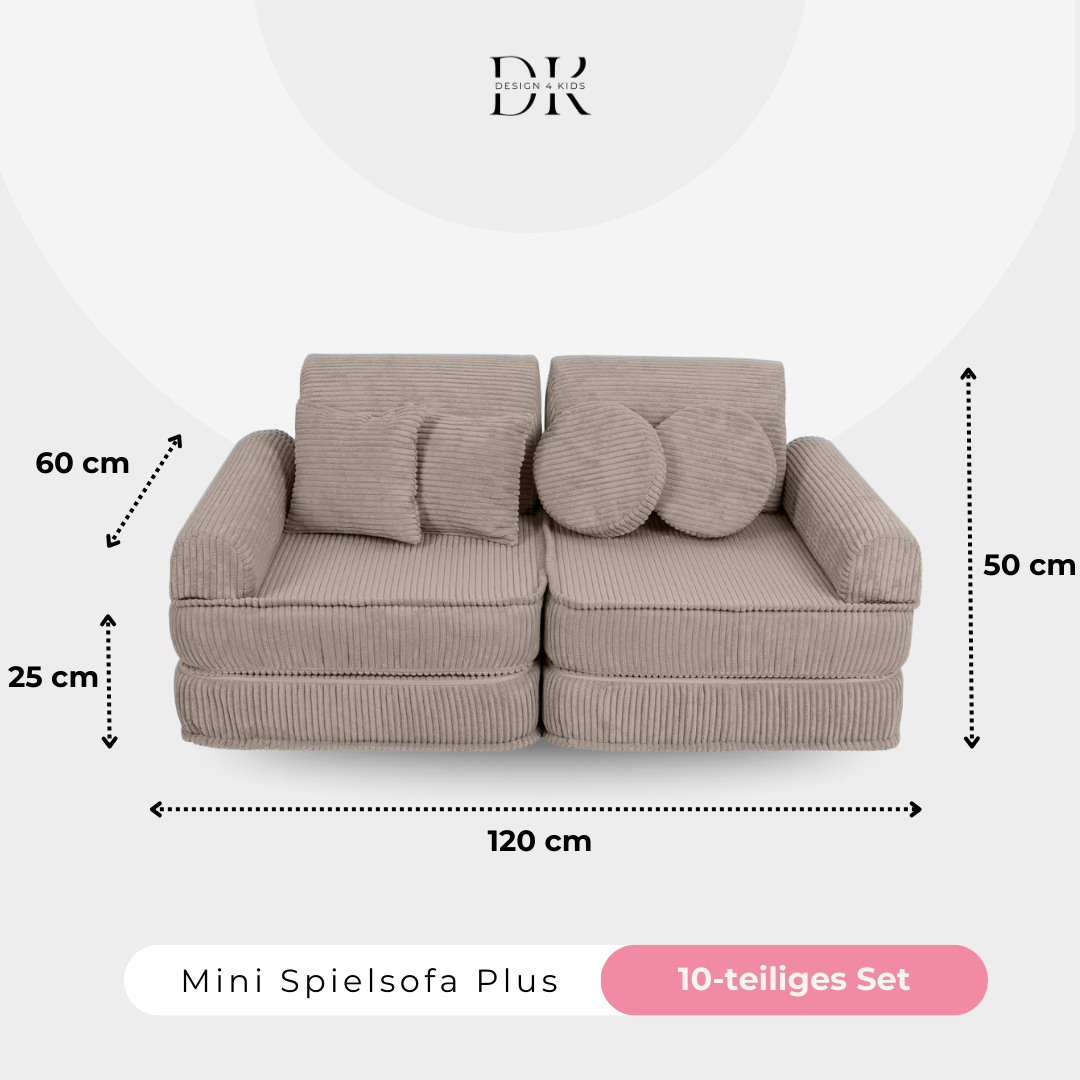 Design4Kids Mini Spielsofa Jewel Cord Plus Cozy Mint