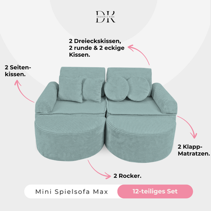 Design4Kids Mini Spielsofa Jewel Cord Max Cozy Mint