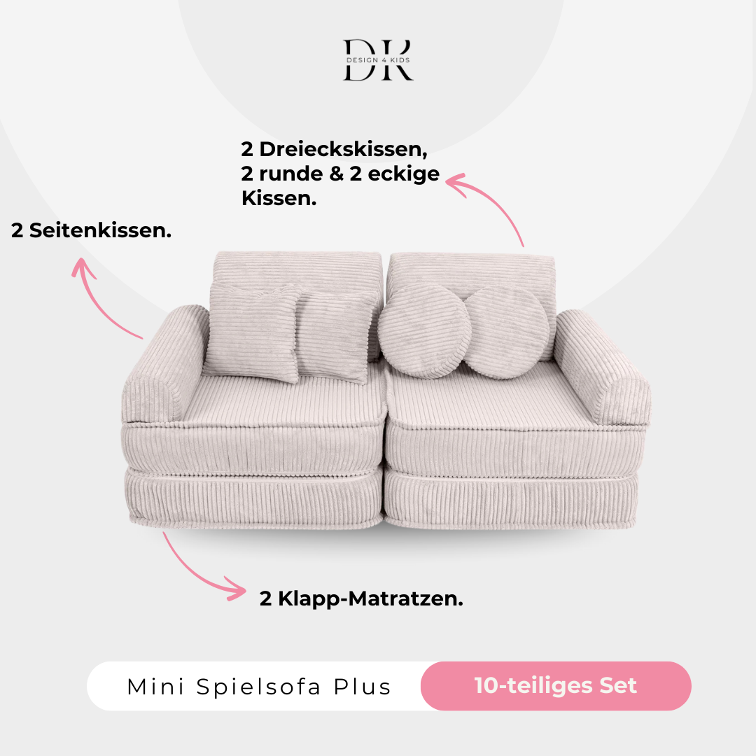 Design4Kids Mini Spielsofa Jewel Cord Plus Vintage Beige