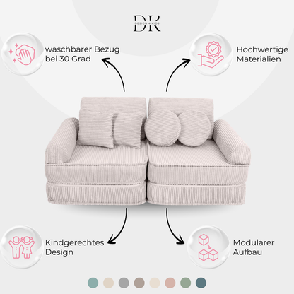 Design4Kids Mini Spielsofa Jewel Cord Plus Vintage Beige