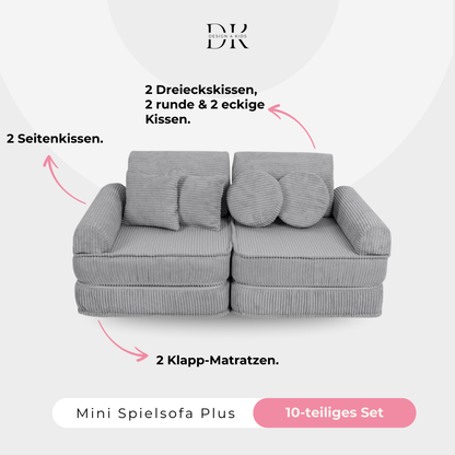 Design4Kids Mini Spielsofa Jewel Cord Plus Marble Grey