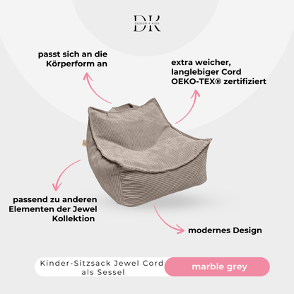 Design4Kids Kindersessel Jewel Cord eckig Hazelnut Taupe