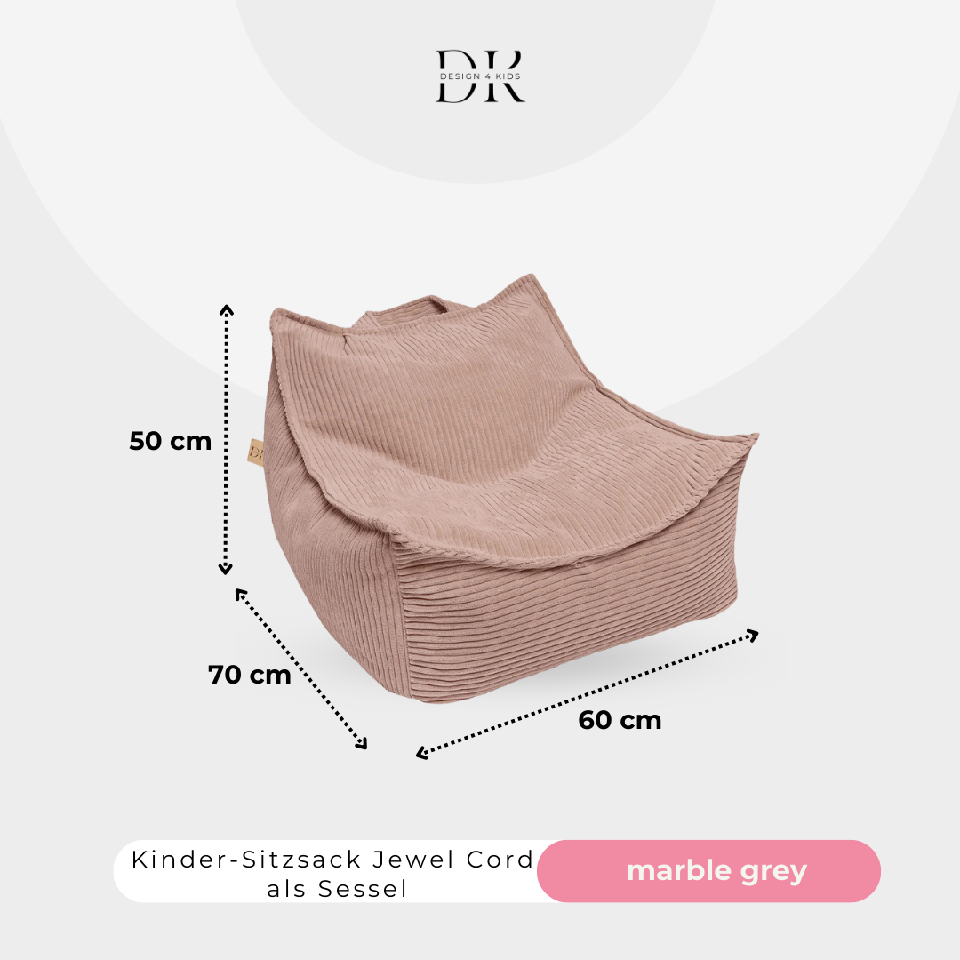 Design4Kids Kindersessel Jewel Cord eckig Blushed Rose