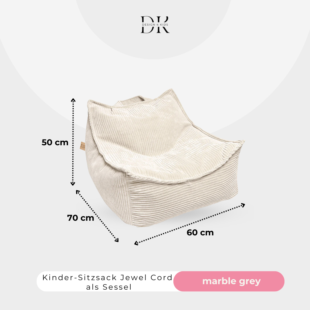 Design4Kids Kindersessel Jewel Cord eckig Almond Beige
