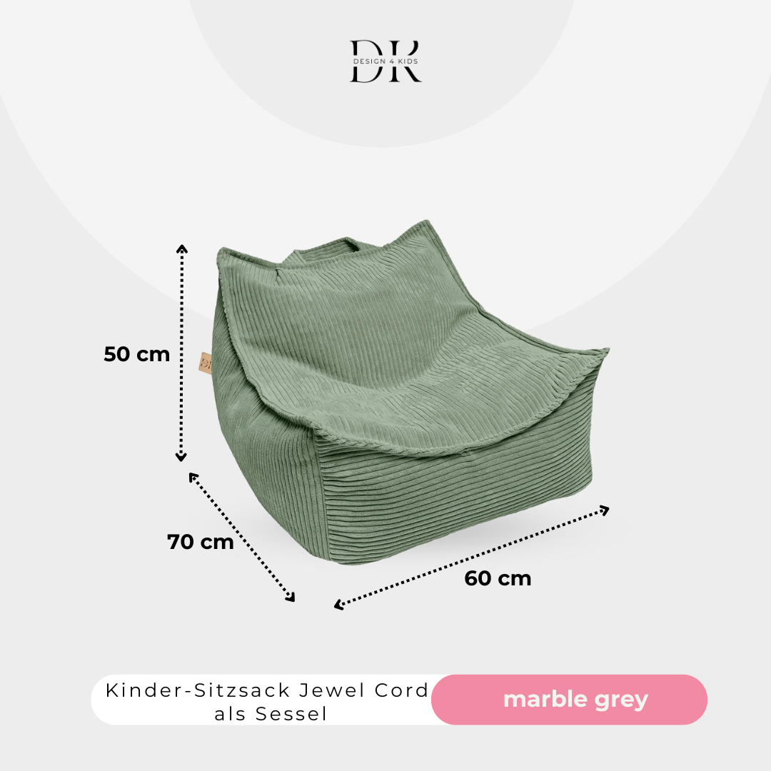 Design4Kids Kindersessel Jewel Cord eckig Classic Olive