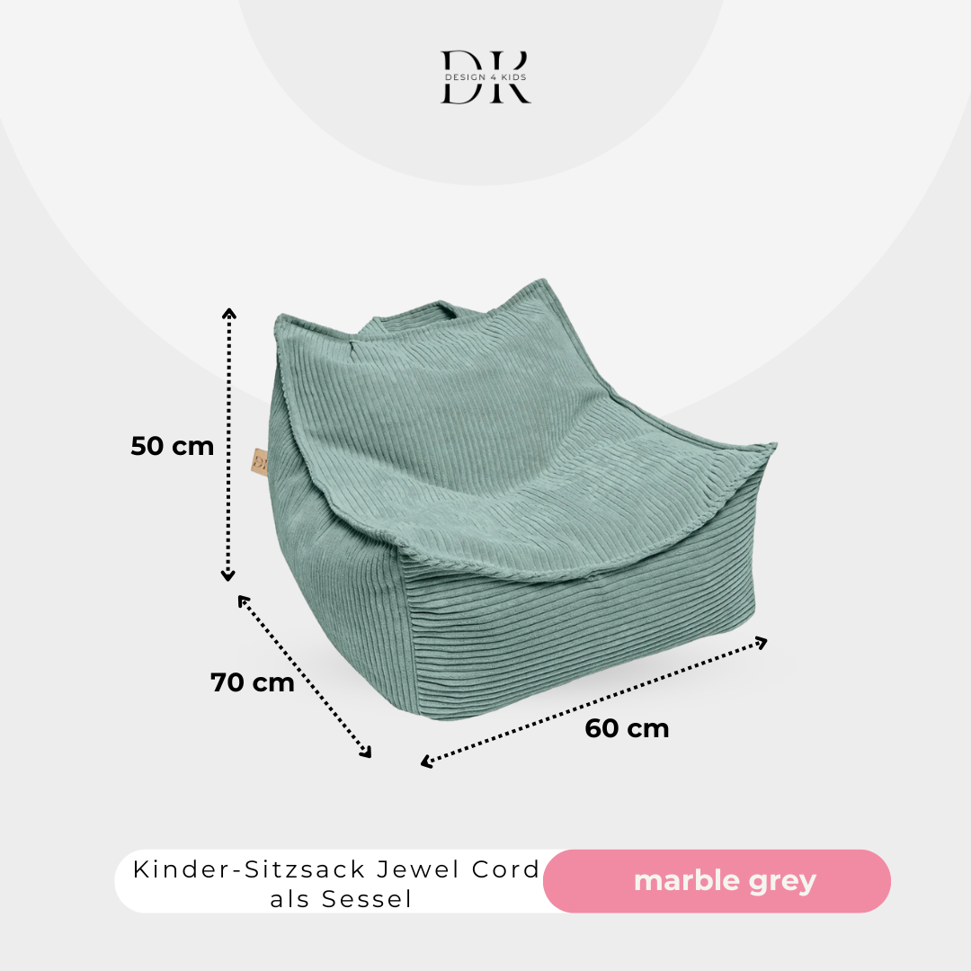 Design4Kids Kindersessel Jewel Cord eckig Cozy Mint