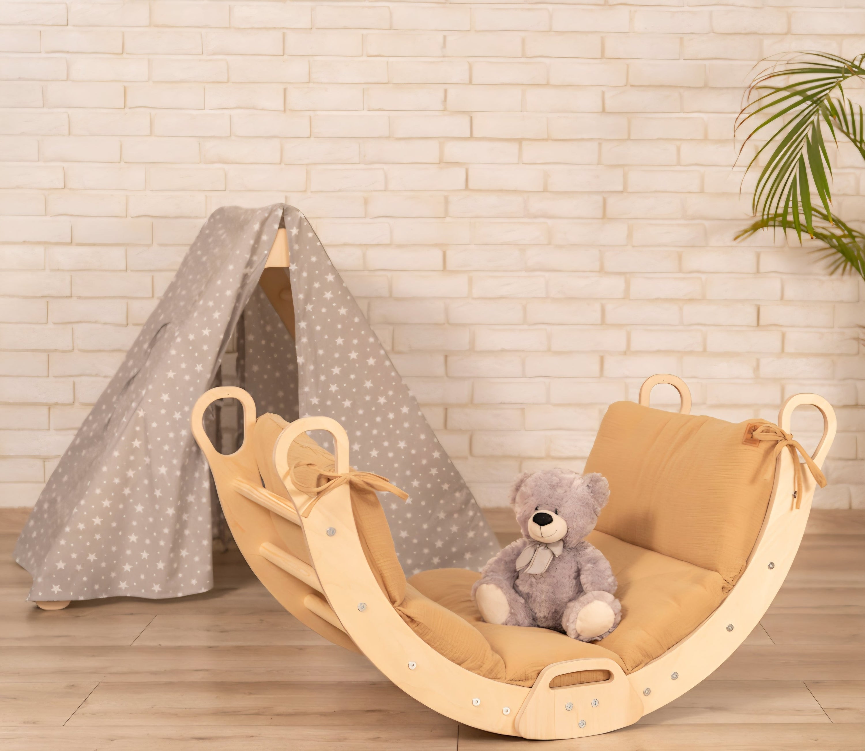 Design4Kids 2-in-1 Montessori Kletterset - Kletterbogen mit Rollenrutsche