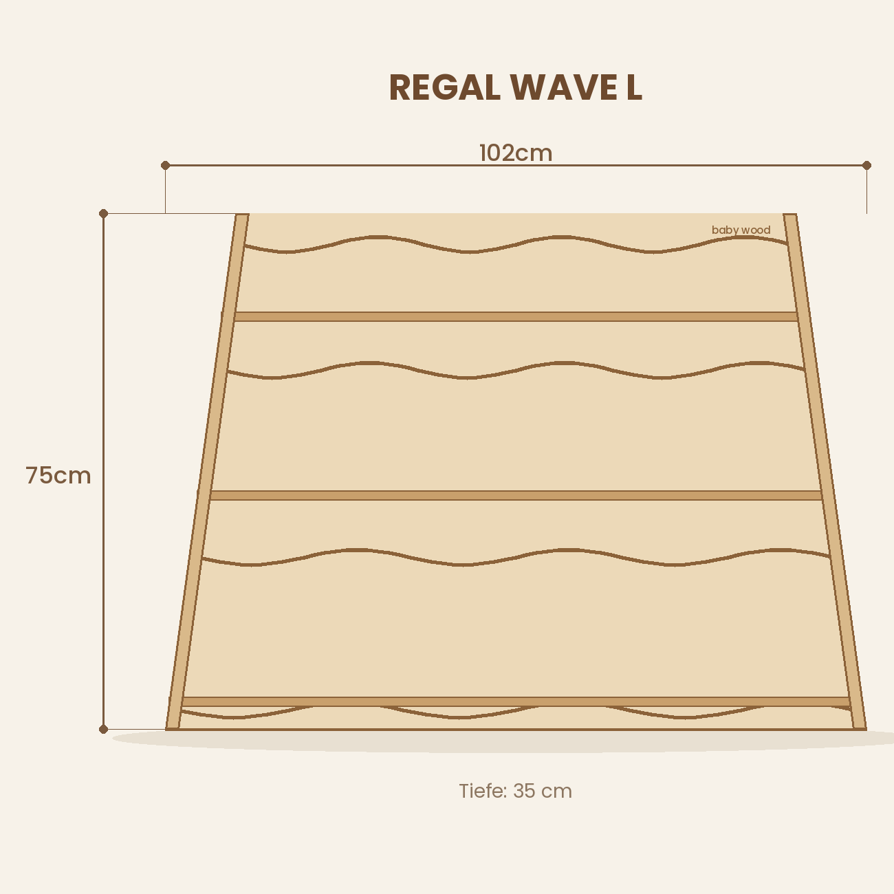 BabyWood Montessori Spielzeugregal WAVE