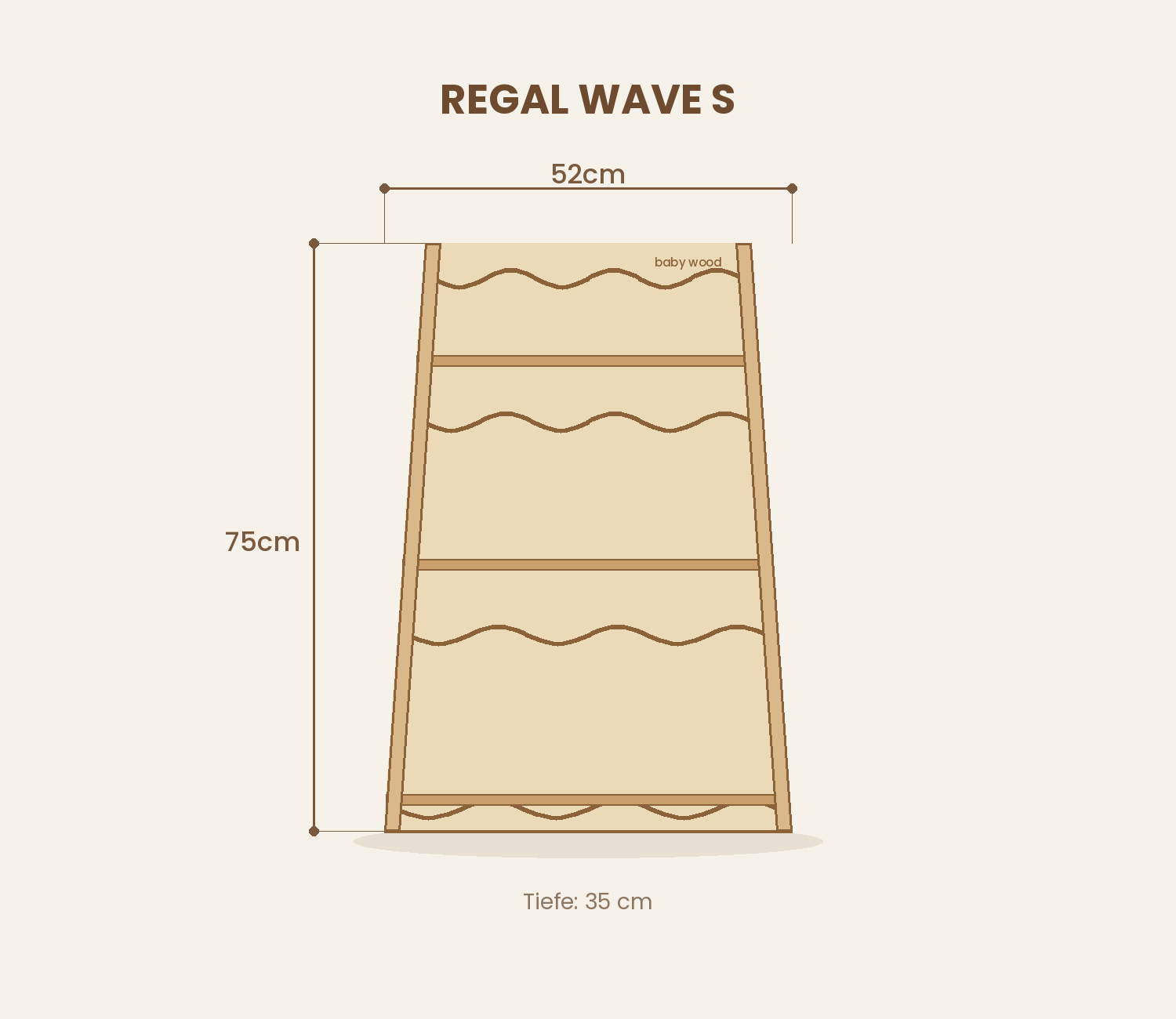 BabyWood Montessori Spielzeugregal WAVE