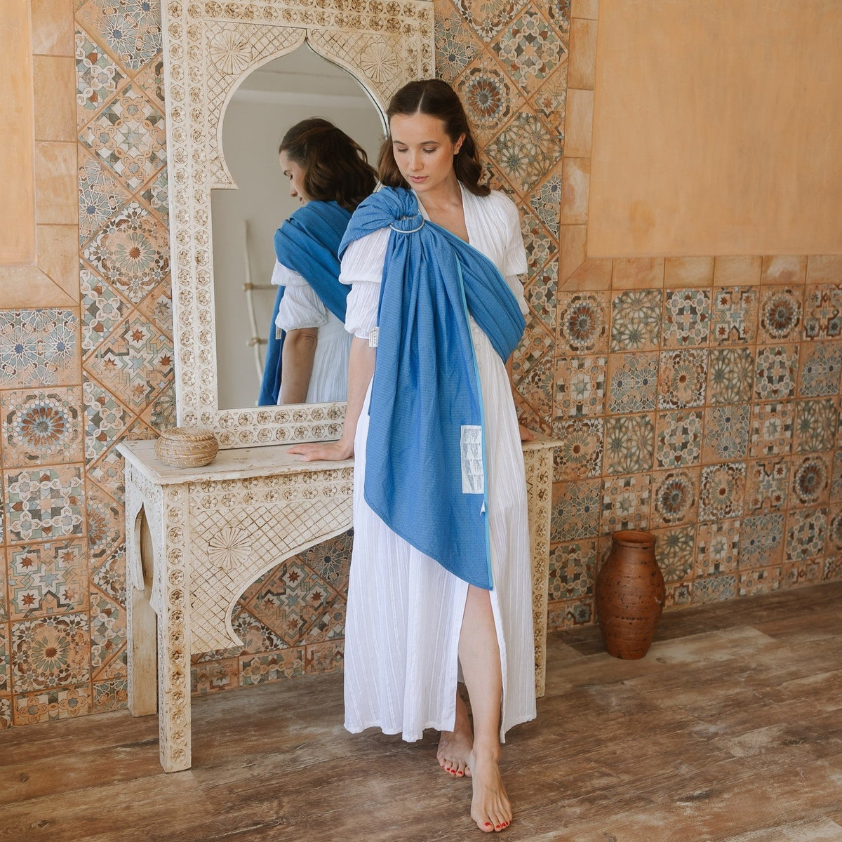 Storchenwiege RingSling Baumwolle – Leo Türkis