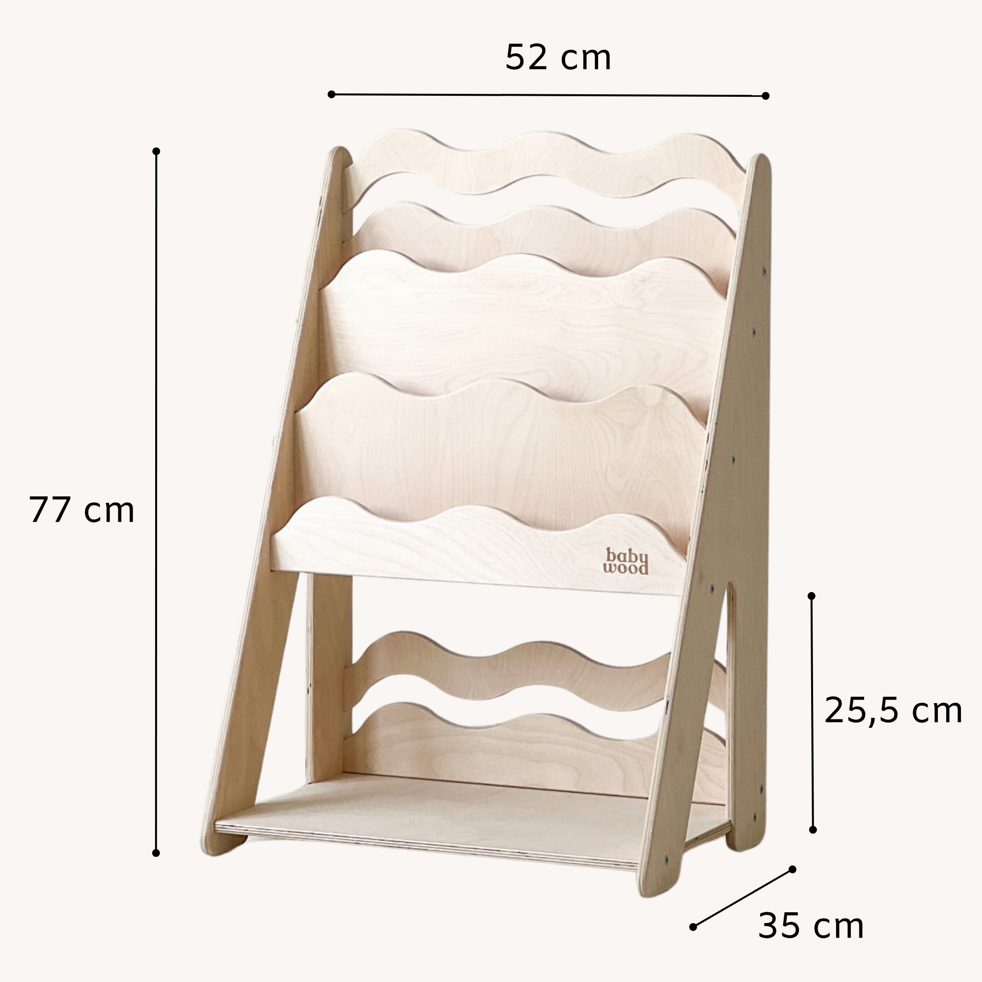 BabyWood Montessori 2-in-1 Regal für Bücher und Spielzeug WAVE