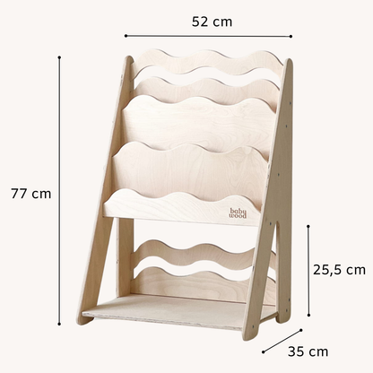 BabyWood Montessori 2-in-1 Regal für Bücher und Spielzeug WAVE