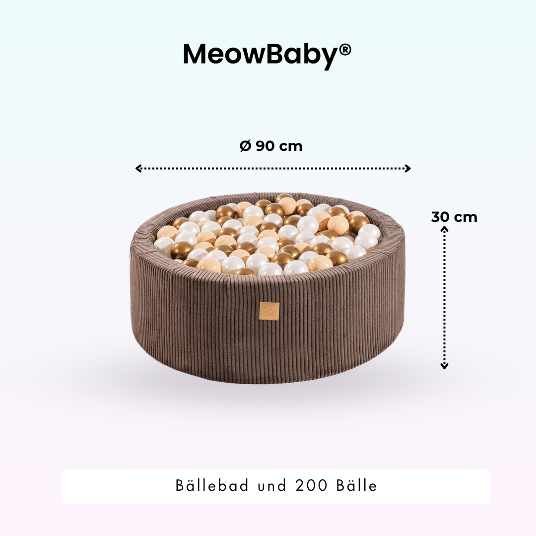 MeowBaby Bällebad Ästhetik Cord 90x30 cm – Braun