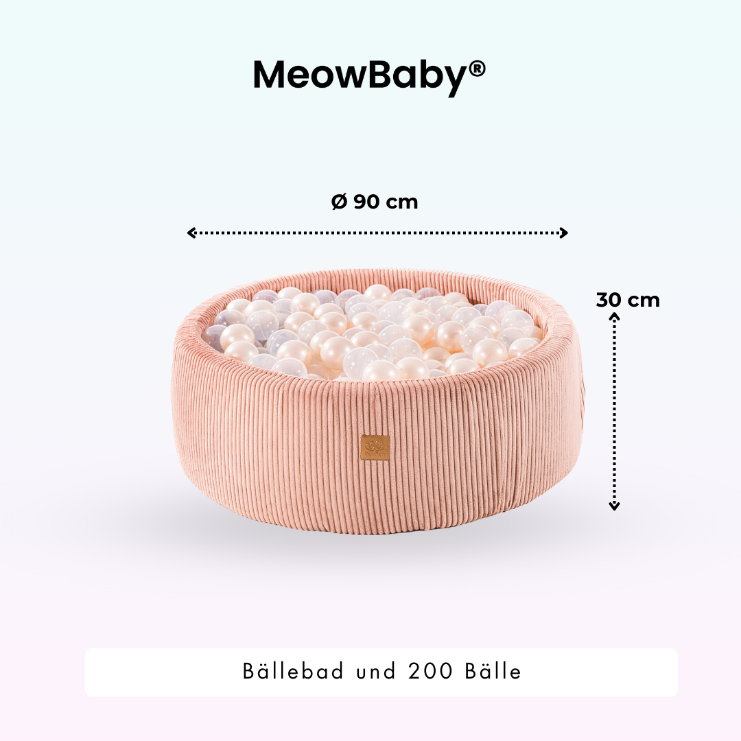 MeowBaby Bällebad Ästhetik Cord 90x30 cm – Powder Pink