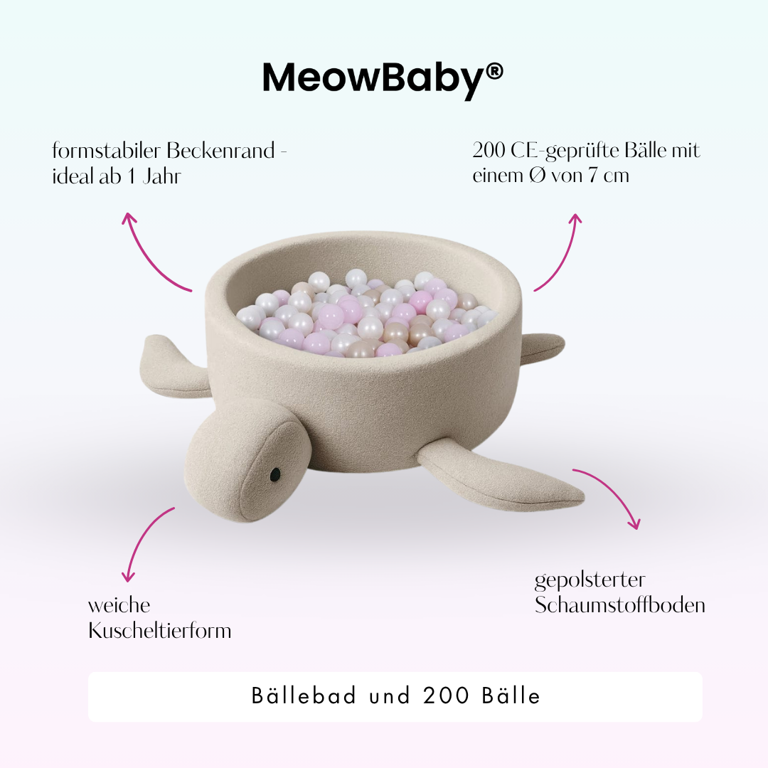 MeowBaby Bällebad Schildkröte Shelly Bouclé – taupe