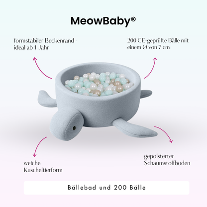 MeowBaby Bällebad Schildkröte Shelly Bouclé – hellblau