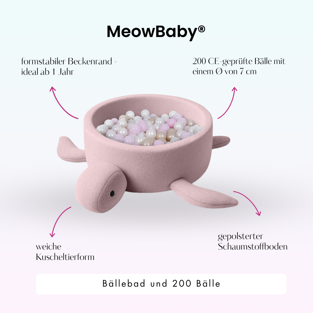 MeowBaby Bällebad Schildkröte Shelly Bouclé – hellrosa