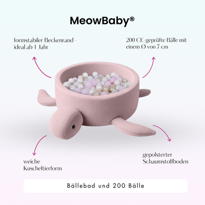 MeowBaby Bällebad Schildkröte Shelly Bouclé – hellrosa