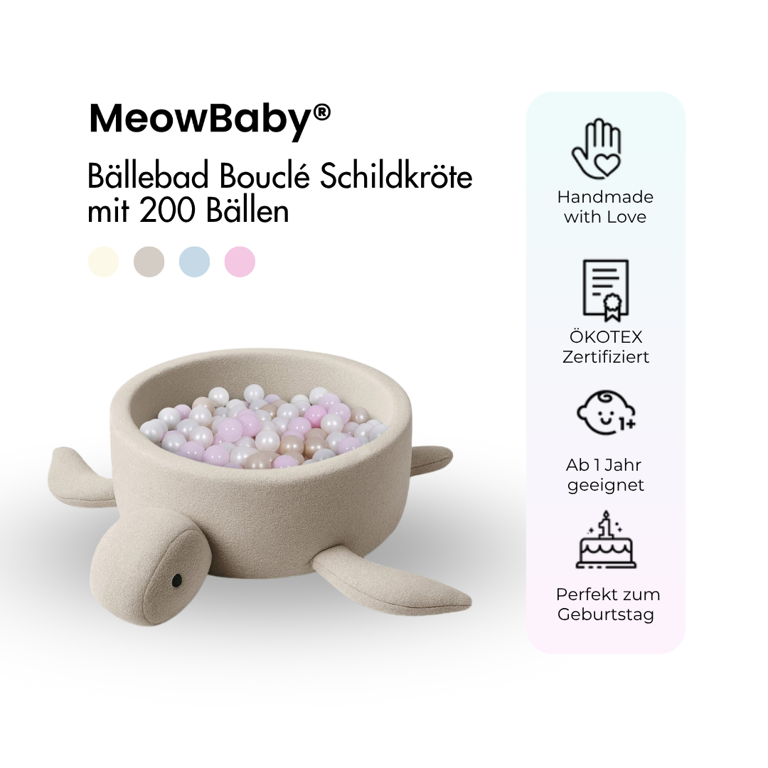MeowBaby Bällebad Schildkröte Shelly Bouclé – taupe