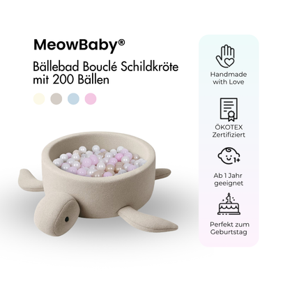MeowBaby Bällebad Schildkröte Shelly Bouclé – taupe