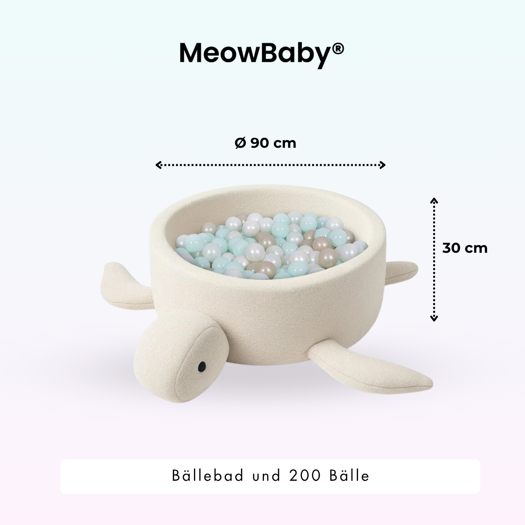 MeowBaby Bällebad Schildkröte Shelly Bouclé – creme/weiß