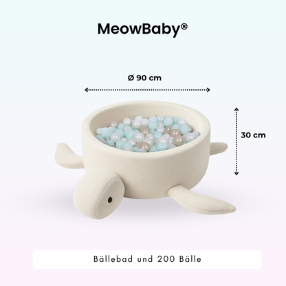 MeowBaby Bällebad Schildkröte Shelly Bouclé – creme/weiß