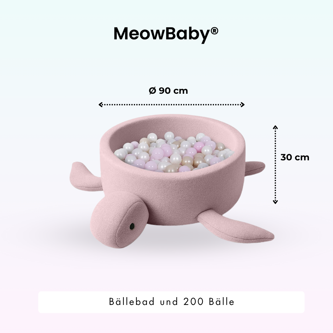 MeowBaby Bällebad Schildkröte Shelly Bouclé – hellrosa